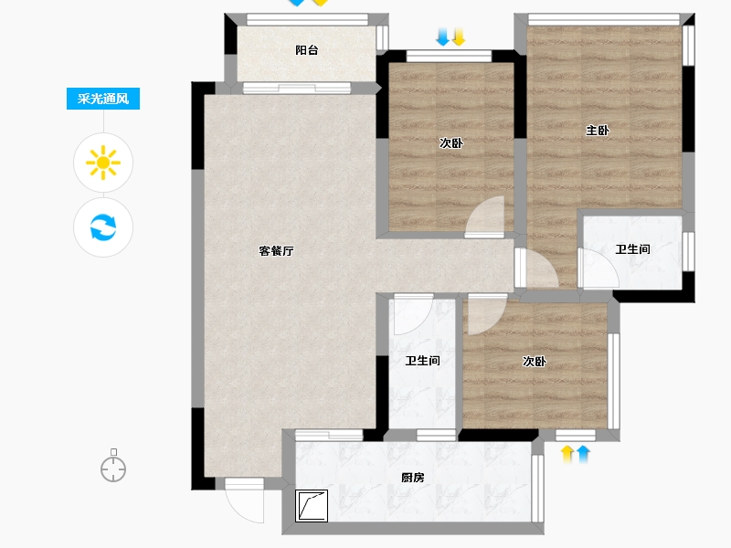 四川省-达州市-现代学府-76.18-户型库-采光通风