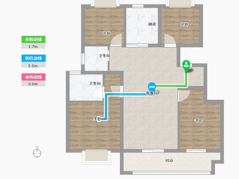 安徽省-蚌埠市-中梁邦泰·山湖雅苑-95.20-户型库-动静线