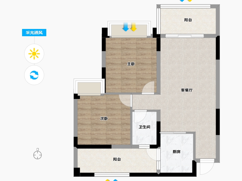 四川省-成都市-成都嘉和世纪城-71.57-户型库-采光通风