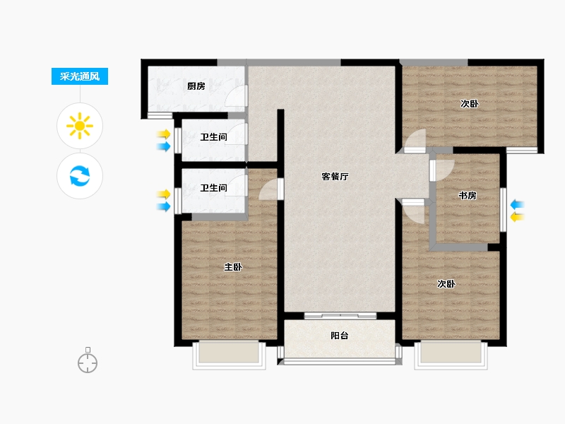 河南省-新乡市-高晟福润城-116.05-户型库-采光通风