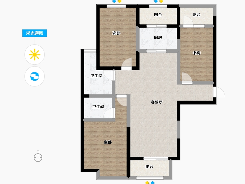 河北省-保定市-乾城华府-95.93-户型库-采光通风