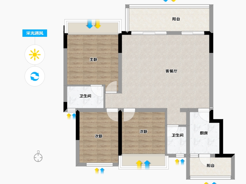 四川省-成都市-听湖九园-93.06-户型库-采光通风