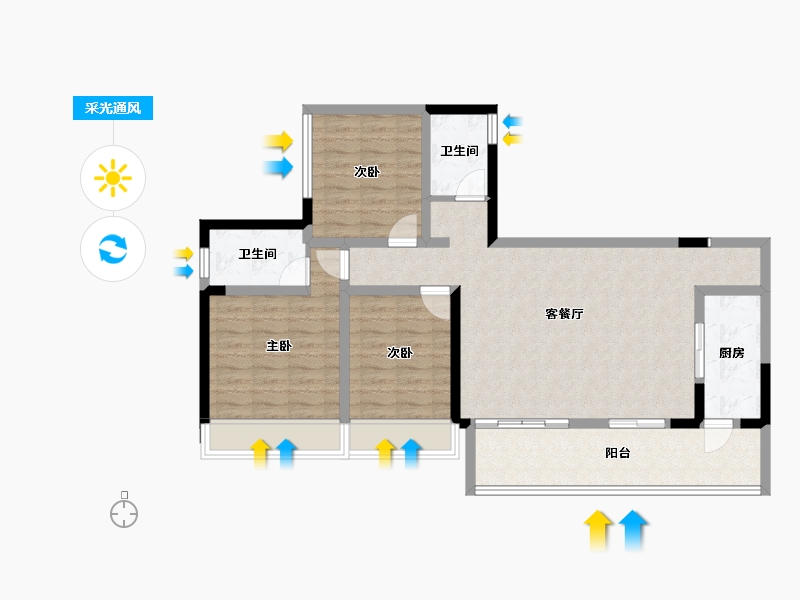 四川省-成都市-听湖九园-96.33-户型库-采光通风