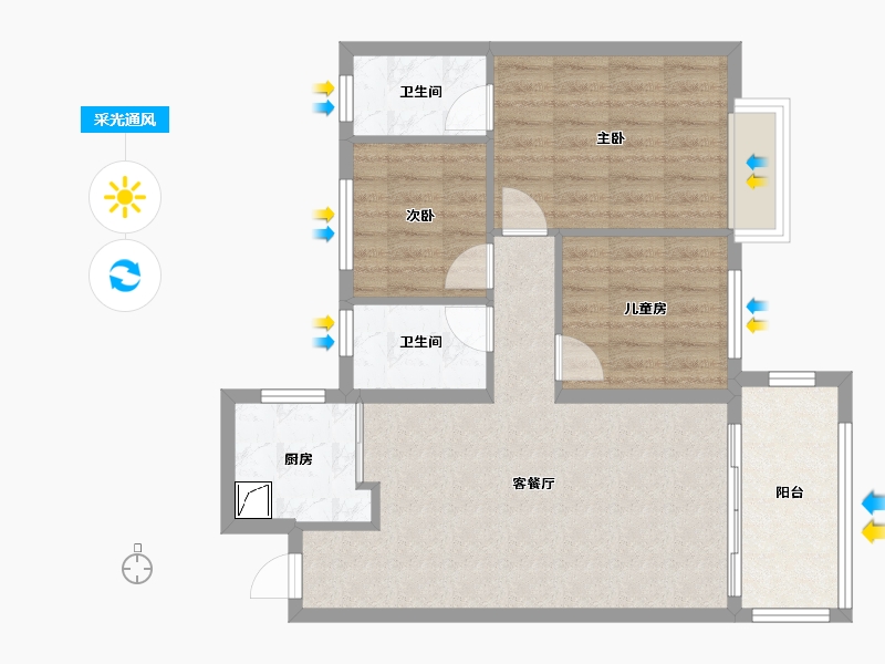 福建省-泉州市-源昌盛景湾-90.00-户型库-采光通风