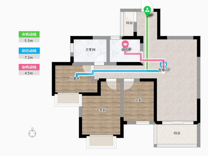 四川省-成都市-嘉合凤凰岛-72.36-户型库-动静线