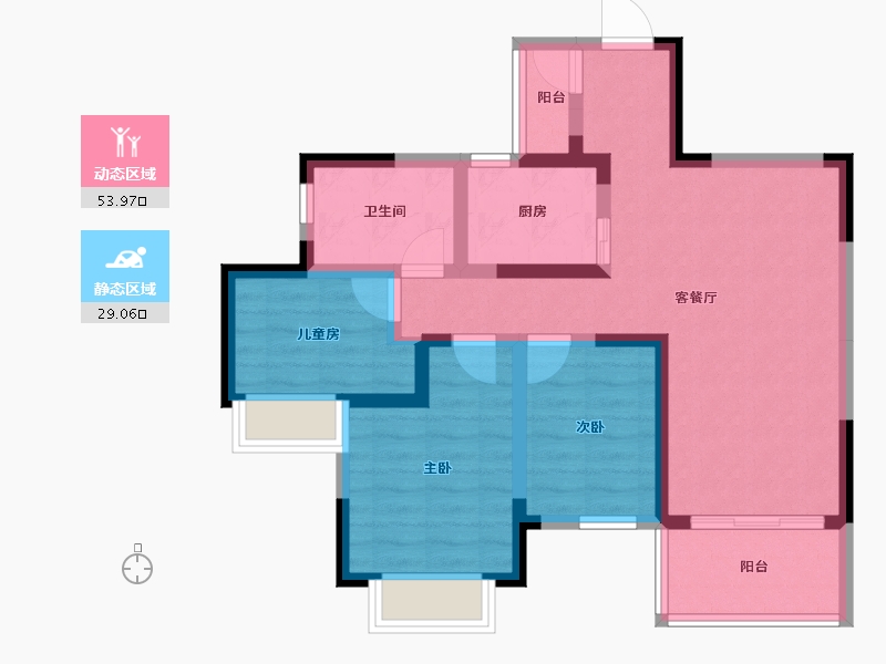 四川省-成都市-嘉合凤凰岛-72.36-户型库-动静分区