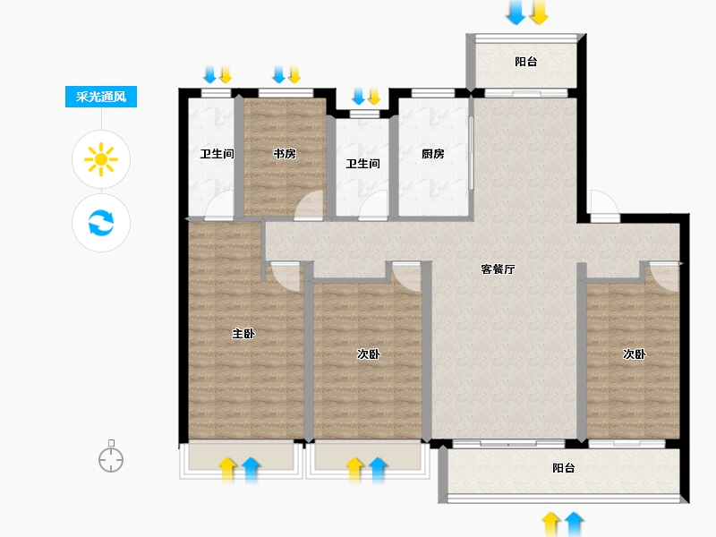 山西省-晋中市-电建地产·晋中洺悦宸苑-119.37-户型库-采光通风