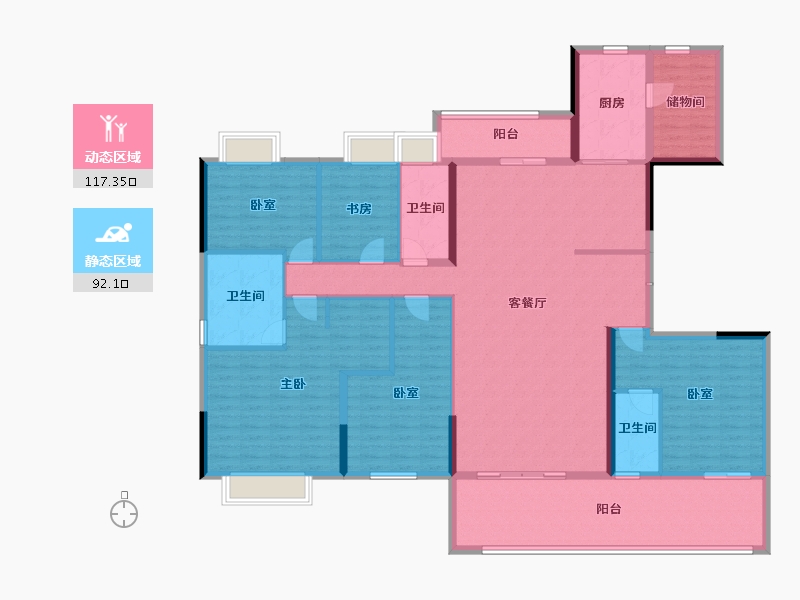 湖南省-长沙市-碧桂园·御园-190.77-户型库-动静分区