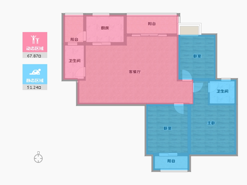 湖南省-长沙市-玛丽的花园-107.20-户型库-动静分区