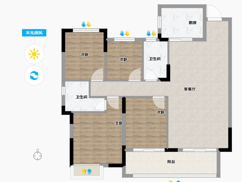 湖北省-宜昌市-广华春风壹品-113.04-户型库-采光通风