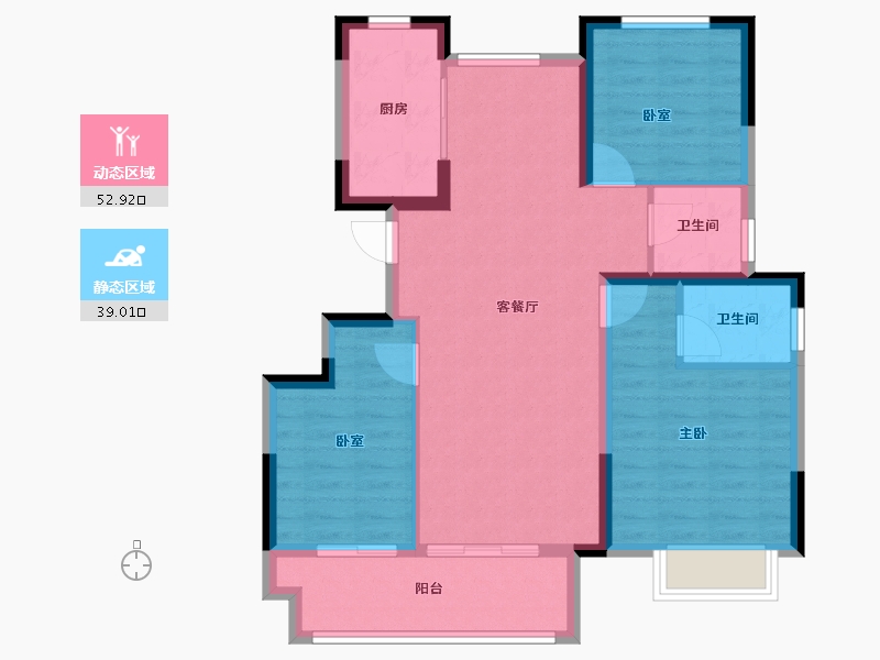 安徽省-蚌埠市-海创·珑璟台-82.39-户型库-动静分区