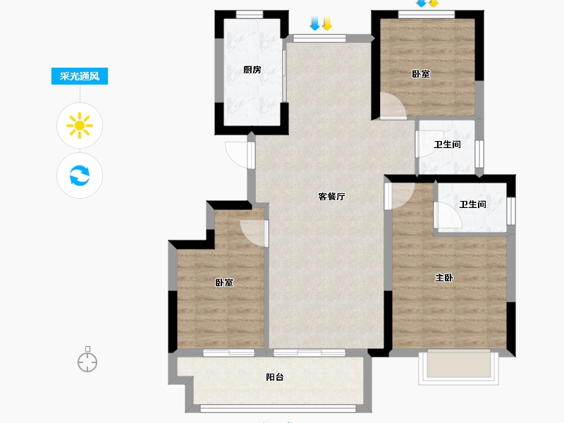 安徽省-蚌埠市-海创·珑璟台-82.39-户型库-采光通风