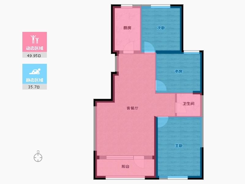 宁夏回族自治区-银川市-嘉屋文宸府-76.89-户型库-动静分区