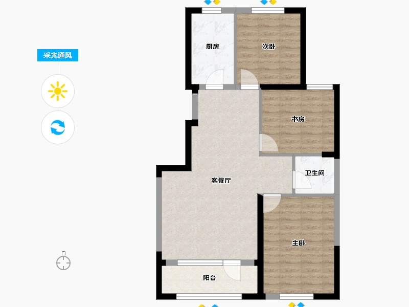 宁夏回族自治区-银川市-嘉屋文宸府-76.89-户型库-采光通风