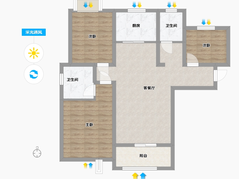 陕西省-宝鸡市-锦悦府-100.00-户型库-采光通风