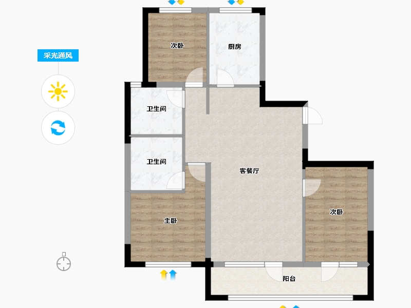 宁夏回族自治区-银川市-嘉屋文宸府-93.87-户型库-采光通风