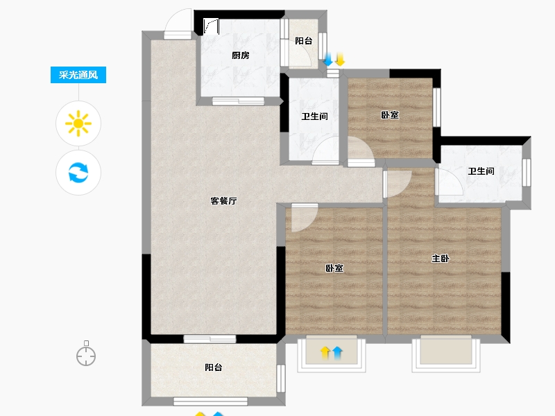 广东省-江门市-明泰城-81.69-户型库-采光通风