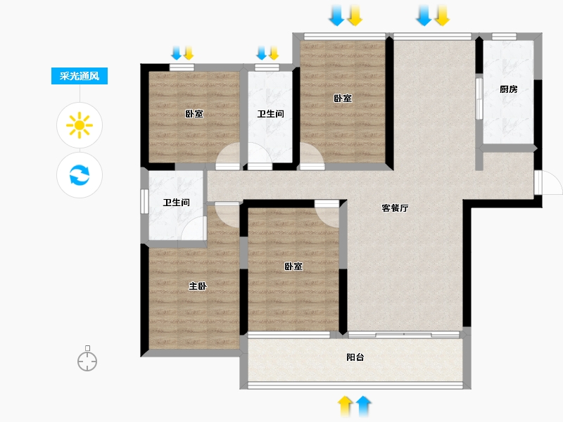 河南省-洛阳市-美景九悦山-106.87-户型库-采光通风