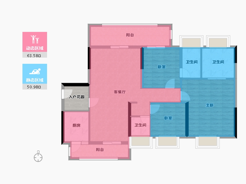 广东省-江门市-奥园锦江国际新城御峰-107.17-户型库-动静分区