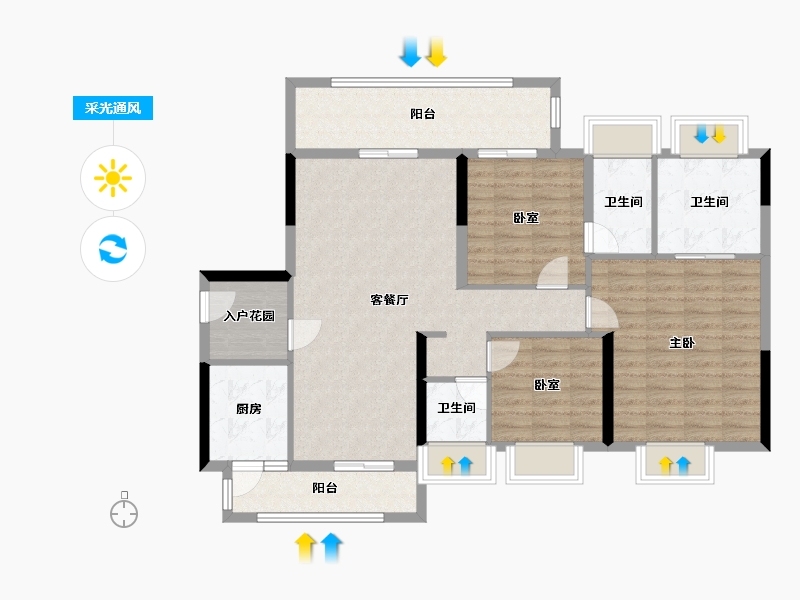 广东省-江门市-奥园锦江国际新城御峰-107.17-户型库-采光通风