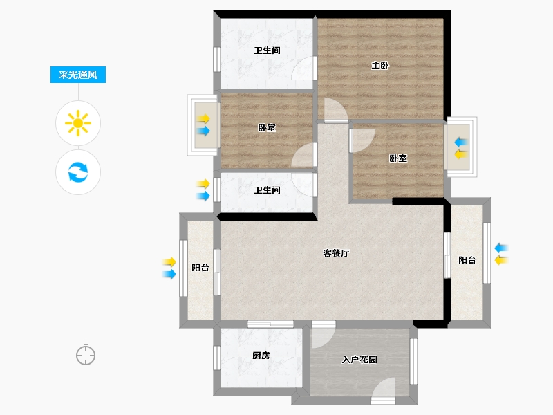 广东省-江门市-富盈恩泽华府-89.32-户型库-采光通风