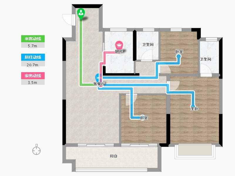 安徽省-蚌埠市-海创·珑璟台-89.60-户型库-动静线