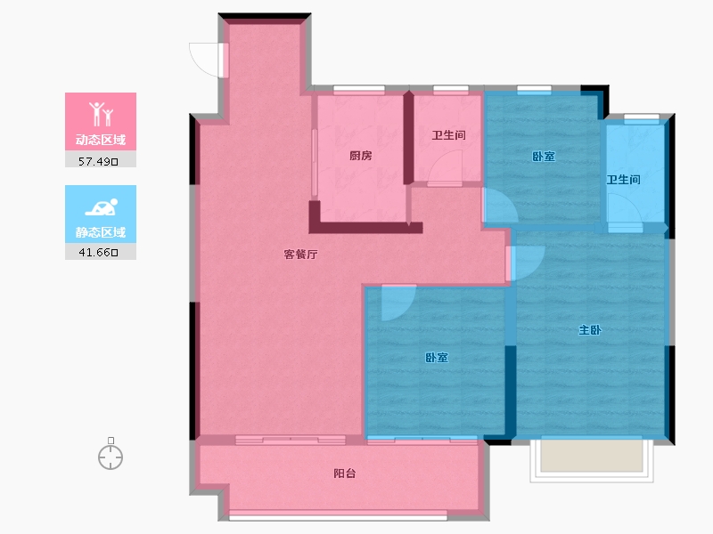 安徽省-蚌埠市-海创·珑璟台-89.60-户型库-动静分区