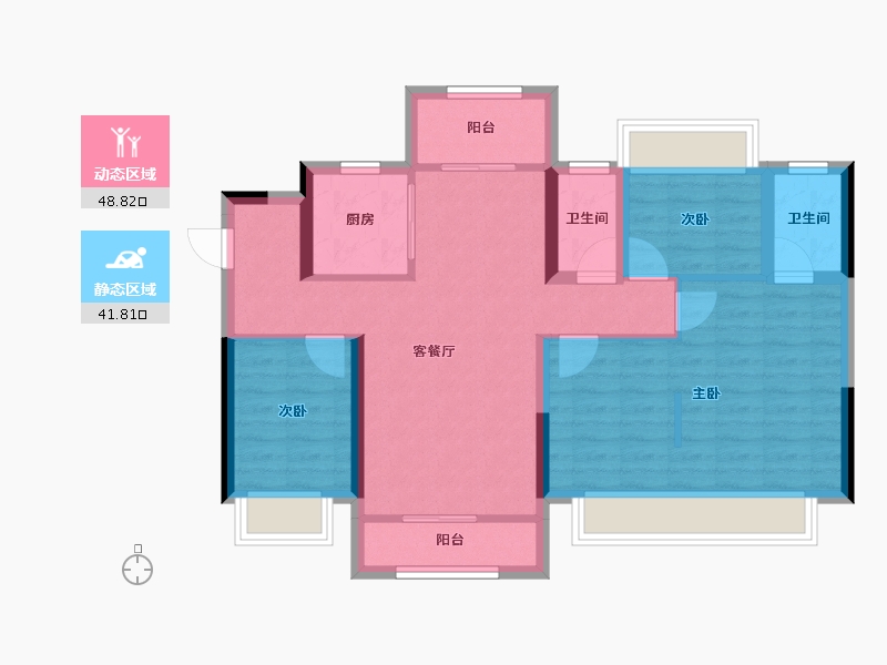 广西壮族自治区-柳州市-龙光玖珑府观山苑-80.48-户型库-动静分区