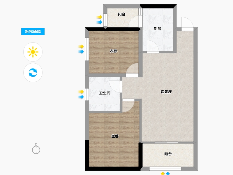 广东省-江门市-富盈恩泽华府-63.53-户型库-采光通风