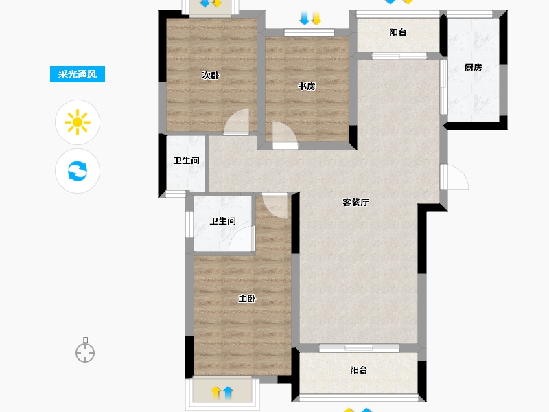 江西省-九江市-九瑞新城-85.75-户型库-采光通风