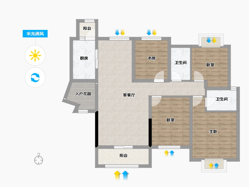 广东省-江门市-星湖湾-99.60-户型库-采光通风