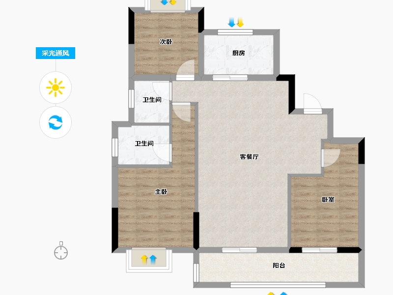 广东省-江门市-富盈恩泽华府-87.06-户型库-采光通风