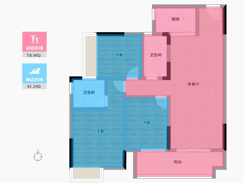 广西壮族自治区-桂林市-彰泰联发沁园春-89.60-户型库-动静分区