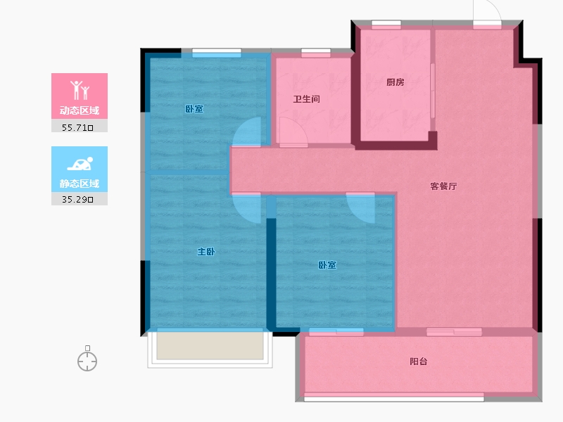 安徽省-蚌埠市-海创·珑璟台-81.60-户型库-动静分区