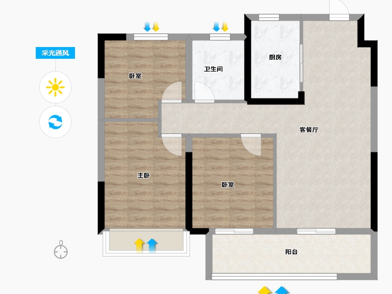 安徽省-蚌埠市-海创·珑璟台-81.60-户型库-采光通风