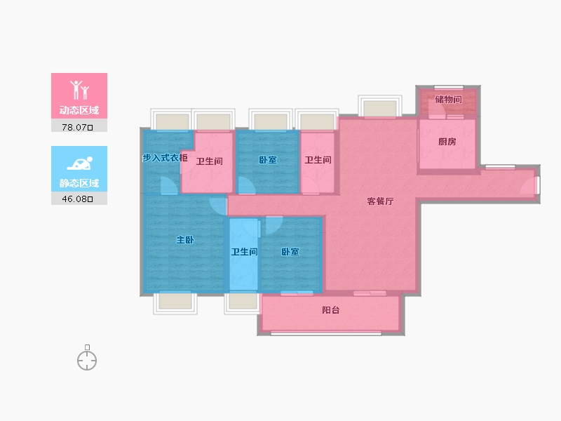 广东省-江门市-奥园锦江国际新城御峰-110.46-户型库-动静分区