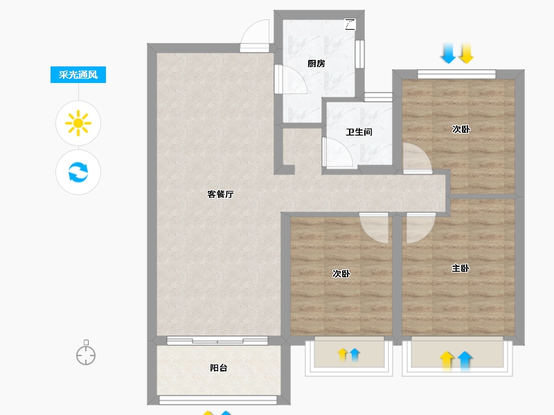 山西省-晋中市-阳光城文澜府-73.15-户型库-采光通风