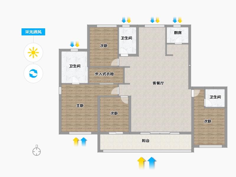 浙江省-宁波市-绿城·滨河鸣翠-160.00-户型库-采光通风