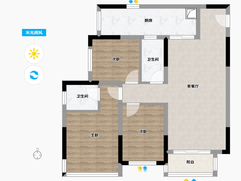 四川省-达州市-现代学府-80.07-户型库-采光通风