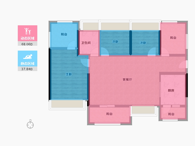 广西壮族自治区-柳州市-龙光玖珑府观山苑-93.60-户型库-动静分区