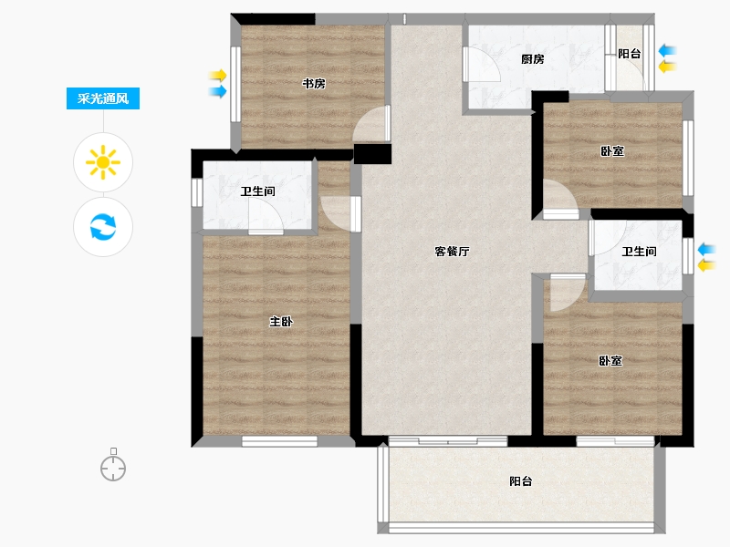 四川省-成都市-凤凰1号栖云湖-96.23-户型库-采光通风