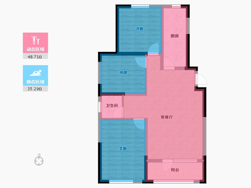 宁夏回族自治区-银川市-嘉屋文宸府-74.46-户型库-动静分区