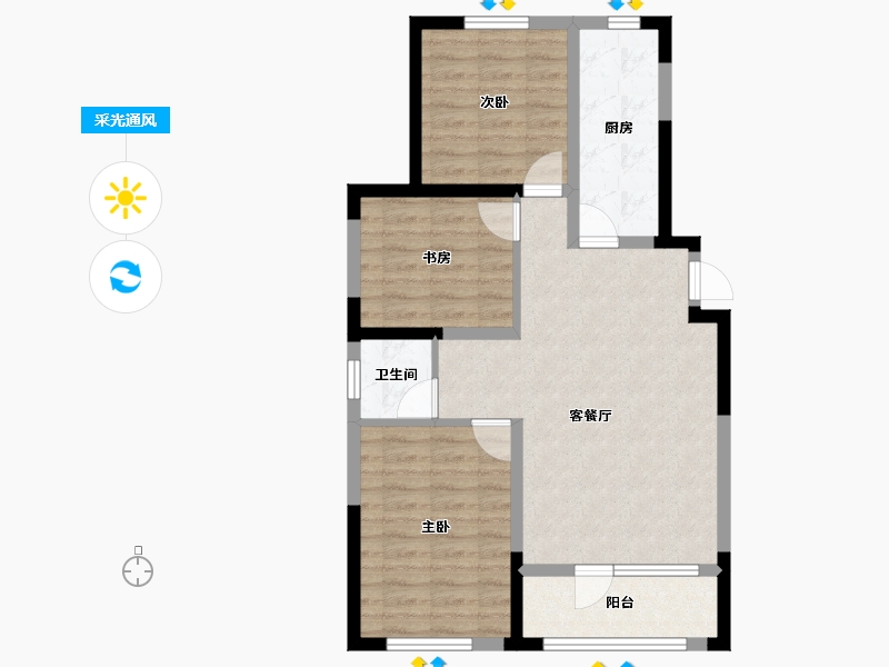 宁夏回族自治区-银川市-嘉屋文宸府-74.46-户型库-采光通风