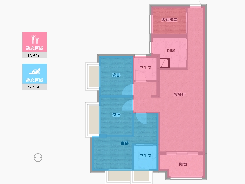 广东省-广州市-品实云湖花城-66.62-户型库-动静分区