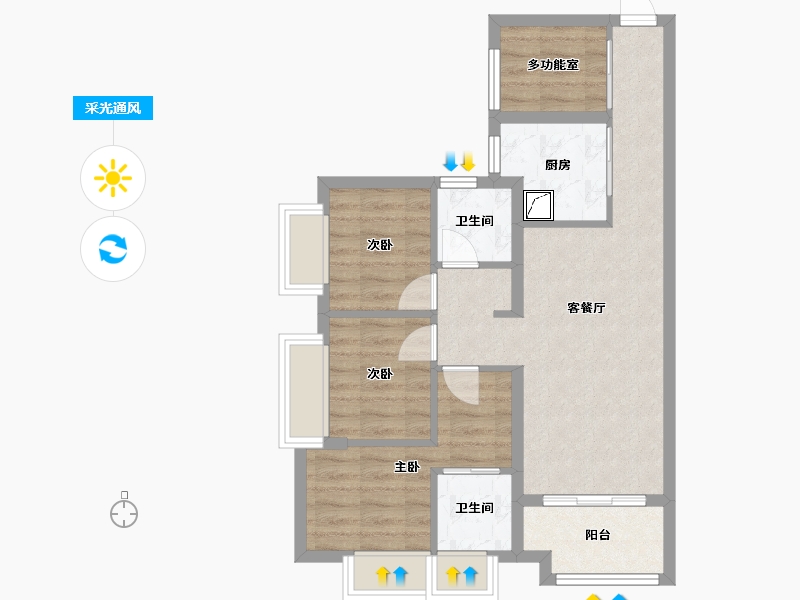 广东省-广州市-品实云湖花城-66.62-户型库-采光通风