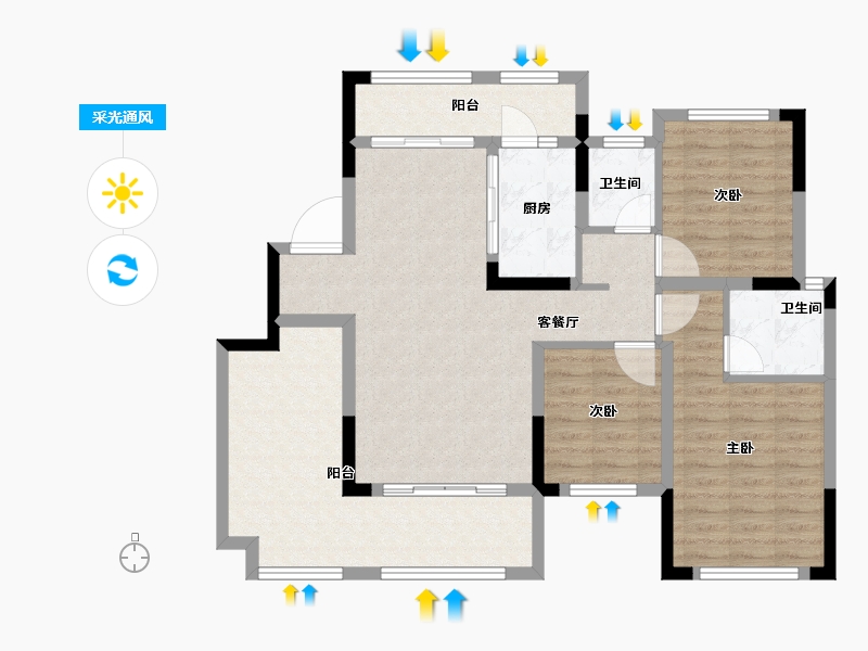 湖北省-宜昌市-天问江苑-100.00-户型库-采光通风