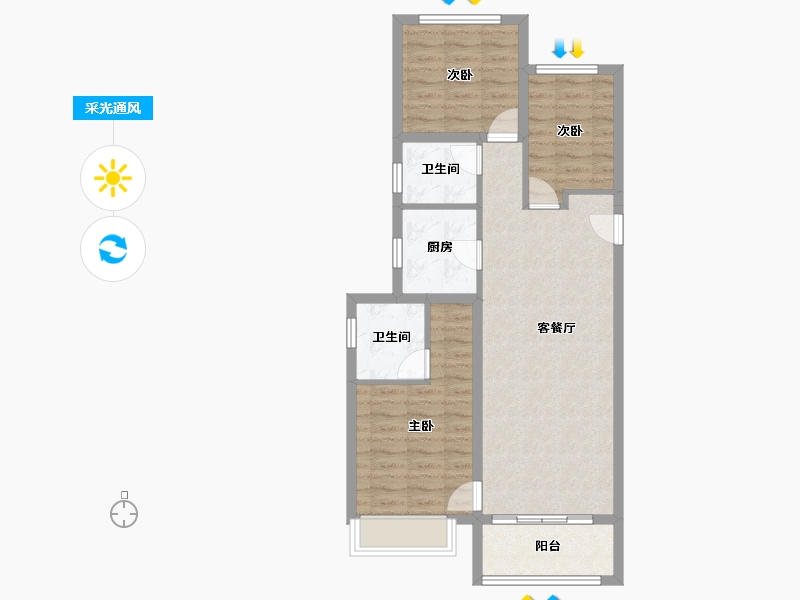 山西省-晋中市-阳光城文澜府-76.50-户型库-采光通风