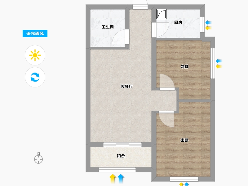 陕西省-西安市-英发新苑-57.00-户型库-采光通风