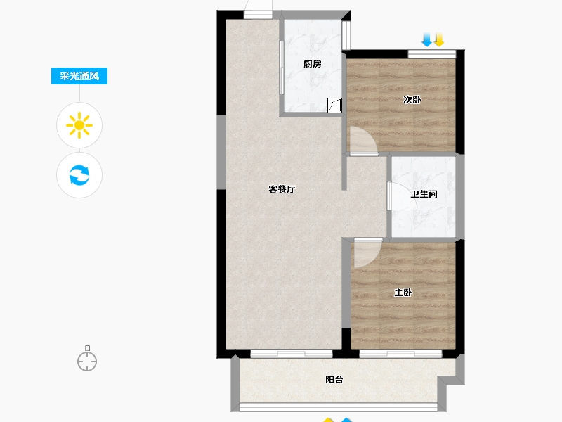 山西省-晋中市-电建地产·晋中洺悦宸苑-62.38-户型库-采光通风