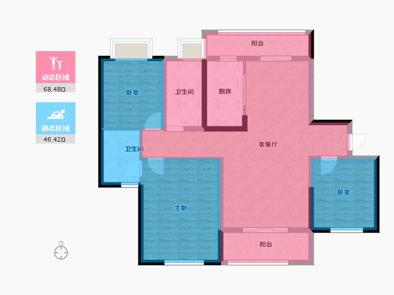 湖南省-长沙市-鑫湘雅韵-102.40-户型库-动静分区